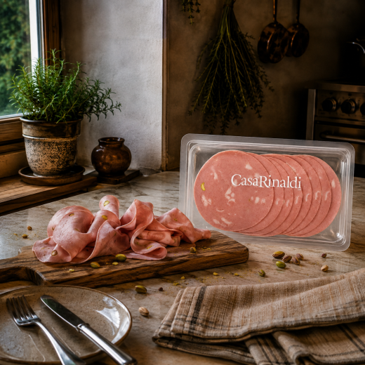 Caserolă Salam Mortadella cu fistic felii 90g