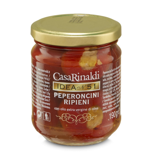 Ardei Peperoncini umpluți în ulei de măsline extravirgin 190g